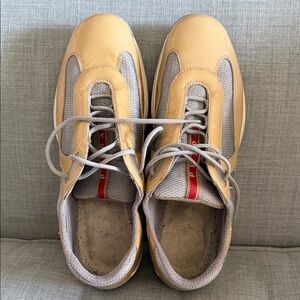 Prada Women’s America’s Cup Sneakers - Tan/Grey - Size 40/10
